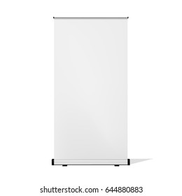 Vertical Roll-up banner, front view. Isolated on white background.