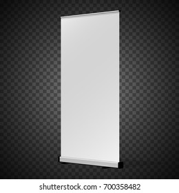 Vertical Roll-up banner. Isolated on transparent background.
