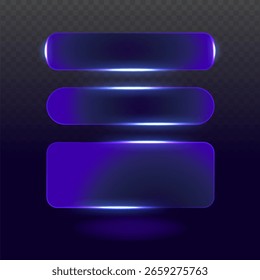 Elemento de néon arredondado vertical com luz de gradiente azul e estilo técnico