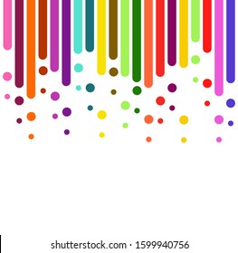vertical rounded stripes in Rainbow Colours , lines on white. Dripping flat paint. template for the banner, flyer, poster, cover brochure . Vector business background. 
