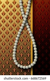Vertical Royal background with a pearl necklace and place for text. Vector illustration.
