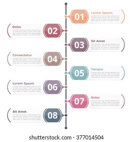 Vertical rrocess diagram template with eight numbers, steps or options, vector eps10 illustration