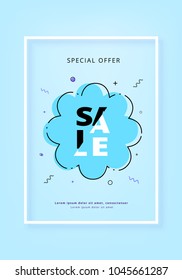Vertical Sale card with flower frame. Vector illustration.
