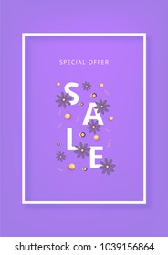 Vertical Sale screen with frame.  Element for graphic design - banner, ad, poster, flyer, tag, coupon, card. Vector illustration.