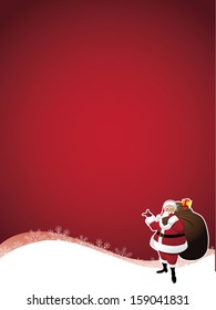 Vertical Santa Claus on snowy background. EPS 10 vector, grouped for easy editing. No ope shapes or paths.