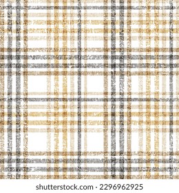 Vertical scratched autumn check. Abstract seamless pattern. For decoration or printing on fabric. Pattern fills. Simple graphic check texture. Colorful checks.