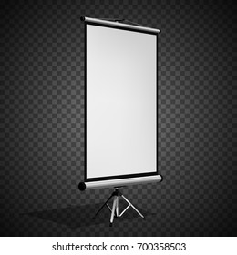 Vertical screen for a projector or advertising banner. Isolated on transparent background.