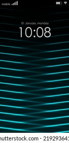 Vertical Screensaver Background With Blue Abstract Neon Lines. Vector Design