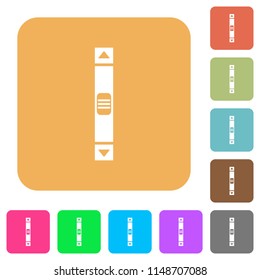 Vertical scroll bar flat icons on rounded square vivid color backgrounds.