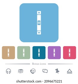 Vertikale Scrollbalken, weiße flache Symbole auf buntem, quadratischem Hintergrund. 6 Bonussymbole enthalten