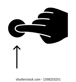 Vertical scroll up gesture glyph icon. Touchscreen gesturing. Human hand and fingers. Using sensory devices. Silhouette symbol. Negative space. Vector isolated illustration