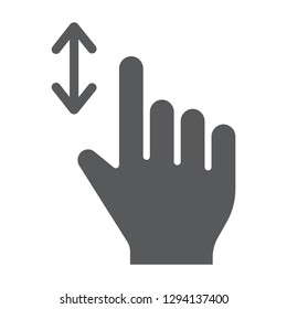 Vertical scroll glyph icon, finger and gesture, hand sign, vector graphics, a solid pattern on a white background, eps 10.
