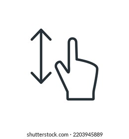 Vertical scroll hand gesture line icon. linear style sign for mobile concept and web design. Up and down swipe outline vector icon. Symbol, logo illustration. Vector graphics