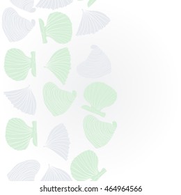   vertical sea pattern,  hole,  spots,shells, doodles . Hand drawn.