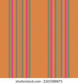 Vertikal nahtloser Hintergrund. Stoffreihenlinien. Textile Textur Muster Vektorgrafik in orangefarbenen und hellen Farben.