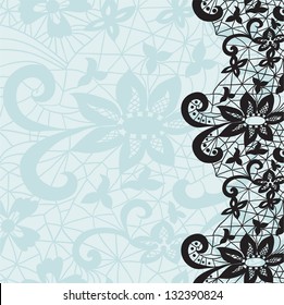 Vertical seamless background with a floral lace ornament