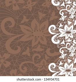 Vertical seamless background with a floral lace ornament