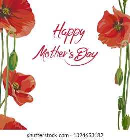 Vertical seamless background with flowers. Greeting card for Mothers Day. Vector illustration, EPS 10