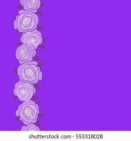 Vertical seamless background in purple, neutral and violet roses. Vector seamless background with colored spots and copy space (place for your text).