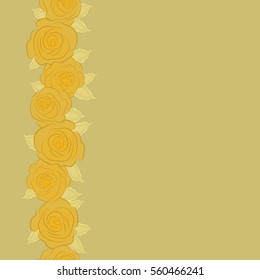 Vertical seamless background in yellow and neutral roses. Vector seamless background with colored spots and copy space (place for your text).