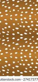Vertical Seamless Bambi Print Vector Pattern with Elegant Fawn Spots in Golden Brown Palette, Trendy Deer Animal Texture for Fashion and Textile Design