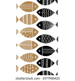 Vertical seamless banner with fish. 