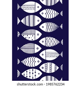 Vertical seamless banner with fish. 