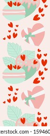 Vertical seamless boarder with mint candies and hearts, perfect to use on the web or in print