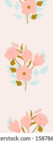 Vertical seamless boarder with pink and blue flower bouquet, perfect to use on the web or in print