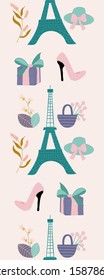 Vertical seamless boarder with tour eiffel and flowers, perfect to use on the web or in print