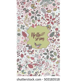 Vertical seamless border card. Hello spring.