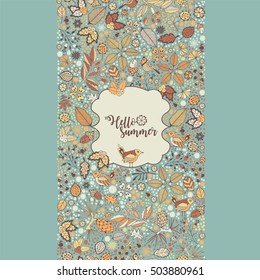 Vertical seamless border card. Hello autumn.