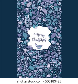 Vertical seamless border card. Merry Christmas.