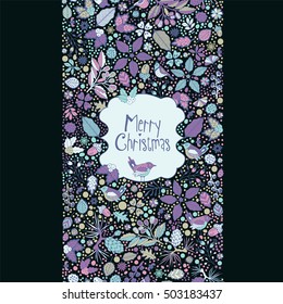 Vertical seamless border card. Merry Christmas.