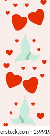 Vertical seamless border with cherries and harts, perfect to use on the web or in print