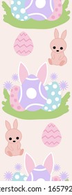 Vertical seamless border with colorful eggs and bunny ears,perfect to use on the web or in print