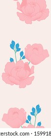 Vertical seamless border with pink peony composition, perfect to use on the web or in print