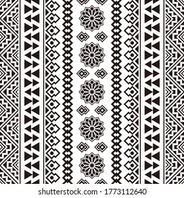 Vertical Seamless Et5hnic pattern design in monochrome color