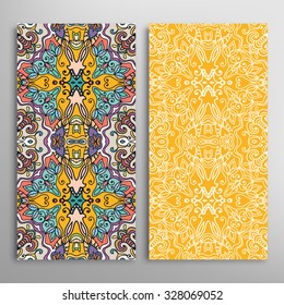 Vertical seamless floral geometric lace patterns set with hand drawn texture for Wedding, Bridal, Valentine's day or Birthday Invitations, fabric or paper print. Vector collection