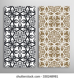 Vertical seamless floral geometric lace patterns set with hand drawn texture for Wedding, Bridal, Valentine's day or Birthday Invitations, fabric or paper print. Vector collection