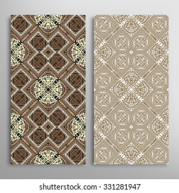 Vertical seamless floral geometric lace patterns set with hand drawn texture for Wedding, Bridal, Valentine's day or Birthday Invitations, fabric or paper print. Vector collection