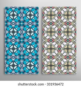 Vertical seamless floral geometric lace patterns set with hand drawn texture for Wedding, Bridal, Valentine's day or Birthday Invitations, fabric or paper print. Vector collection