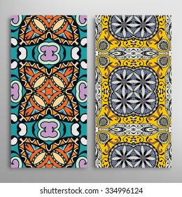 Vertical seamless floral geometric lace patterns set with hand drawn texture for Wedding, Bridal, Valentine's day or Birthday Invitations, fabric or paper print. Vector collection