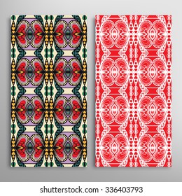 Vertical seamless floral geometric lace patterns set with hand drawn texture for Wedding, Bridal, Valentine's day or Birthday Invitations, fabric or paper print. Vector collection