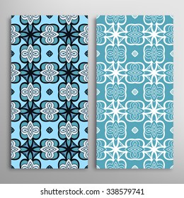 Vertical seamless floral geometric lace patterns set with hand drawn texture for Wedding, Bridal, Valentine's day or Birthday Invitations, fabric or paper print. Vector collection