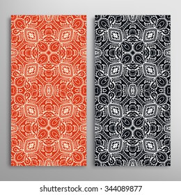 Vertical seamless floral geometric lace patterns set with hand drawn texture for Wedding, Bridal, Valentine's day or Birthday Invitations, fabric or paper print. Vector collection