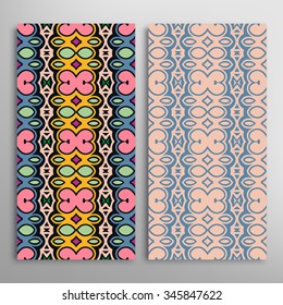 Vertical seamless floral geometric lace patterns set with hand drawn texture for Wedding, Bridal, Valentine's day or Birthday Invitations, fabric or paper print. Vector collection
