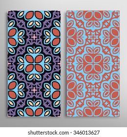 Vertical seamless floral geometric lace patterns set with hand drawn texture for Wedding, Bridal, Valentine's day or Birthday Invitations, fabric or paper print. Vector collection