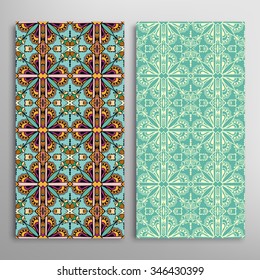 Vertical seamless floral geometric lace patterns set with hand drawn texture for Wedding, Bridal, Valentine's day or Birthday Invitations, fabric or paper print. Vector collection