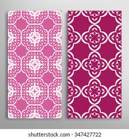 Vertical seamless floral geometric lace patterns set with hand drawn texture for Wedding, Bridal, Valentine's day or Birthday Invitations, fabric or paper print. Vector collection